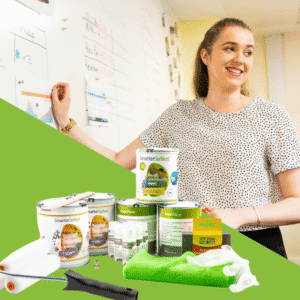 Woman Demonstrating Magnetic Whiteboard Paint Application
